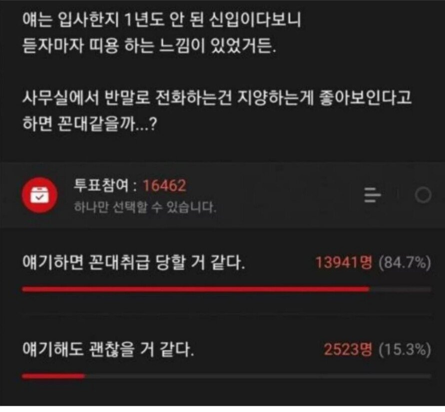 신입이 사무실에서 반말로 통화하는데..jpg