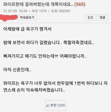 딸치다 걸려서 이혼당한 유부남.ssul