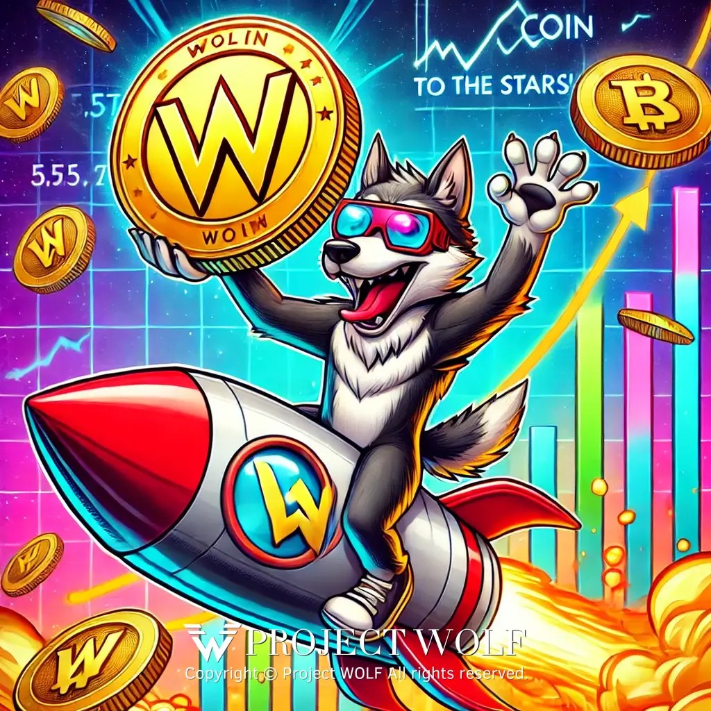 DALL·E 2024-10-12 21.07.22 - A fun cartoon-style meme featuring a wolf excitedly holding a large ',W', coin above i.jpg