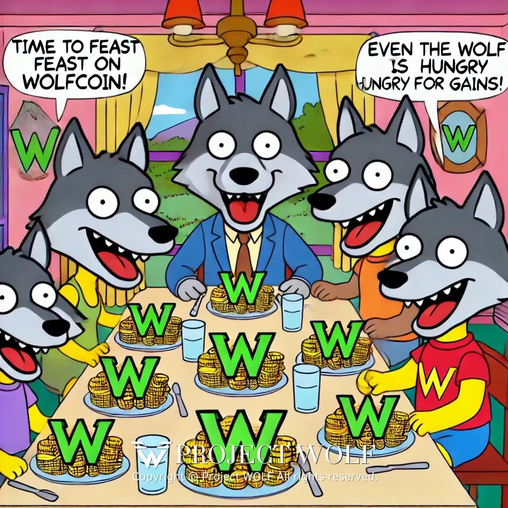 DALL·E 2024-10-13 23.46.12 - A funny cartoon parody meme in the style of The Simpsons, featuring wolves sitting at a dinner.jpg