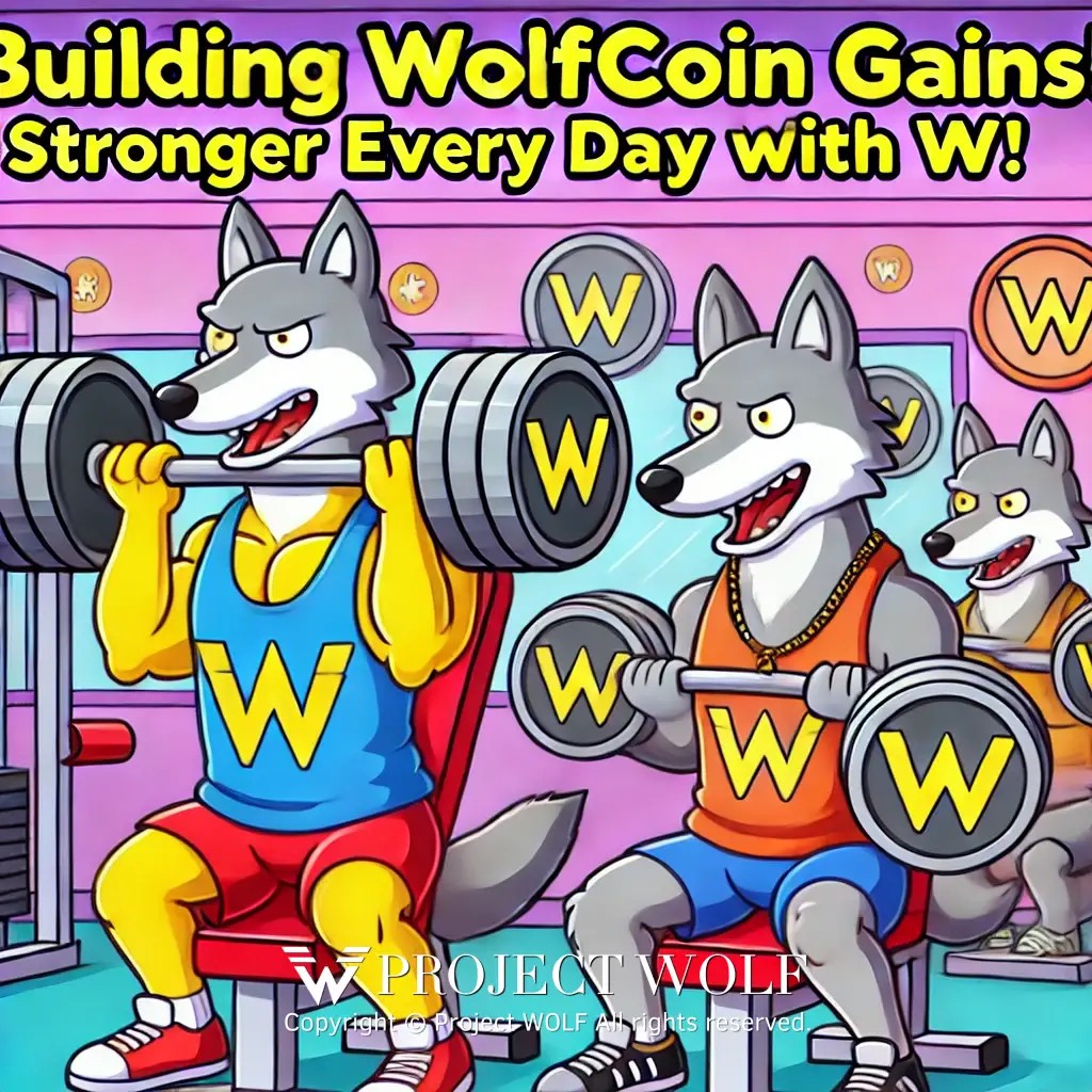 DALL·E 2024-10-14 01.31.55 - A humorous cartoon parody in the style of The Simpsons, featuring wolves in a gym lifting gian.jpg