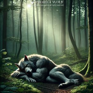 Wolf Sleeping in the Forest