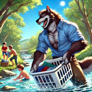 Wolf Is Doing Children's Laundry