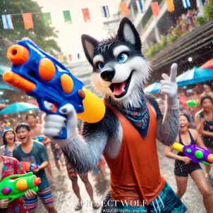 Wolf Enjoys Songkran Festival