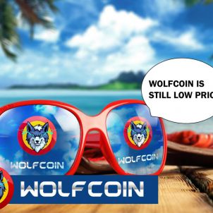 해변의 울프코인 늑대 WOLFCOIN ON THE BEACH