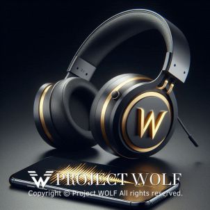 Project Wolf / Super Gold And Black W Wolf headPhone