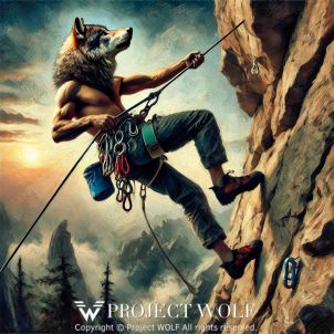 project WOLF/ climbing a rugged rock