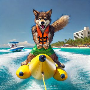 WOLFCOIN / A banana boat floating