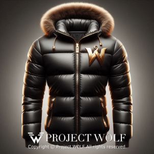 Project Wolf / W Gold And Black Pading Jacket