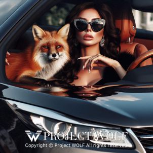 Project Wolf / fox and woman in car