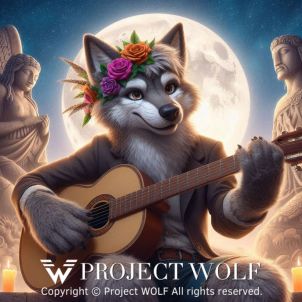 Wolfcoin, The wolf playing guitar