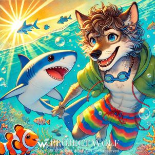 project WOLF/swimming in the sea with a shark.