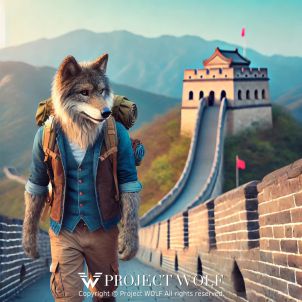 Wolf Walking on the Great Wall