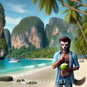 project WOLF/enjoying a coconut drink