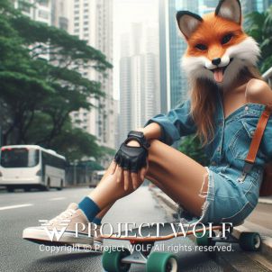 Project Wolf / Fox riding a skateboard