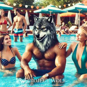 Project  Wolf / swimming pool with beautiful women.