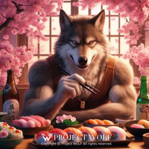 Project wolf / Wolf eating sushi