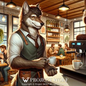 Project  Wolf /barista in a café