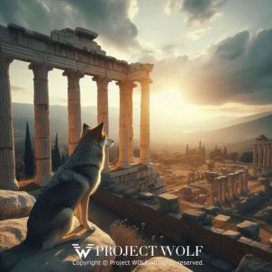 Project wolf / in front of the Greek temple