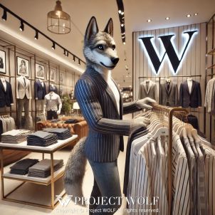 Wolf shopping for clothes