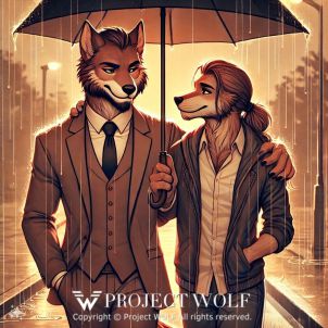 Project  Wolf / wolf couple walks together