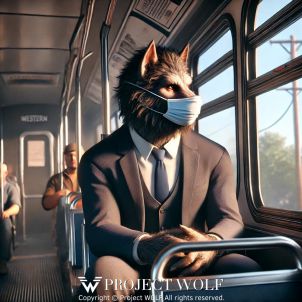 Wolf wearing a mask