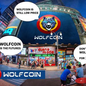 거리의 중심에 선 울프코인 WOLFCOIN IN THE CENTER OF THE STREET