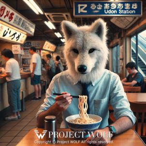 project WOLF/eating udon noodles