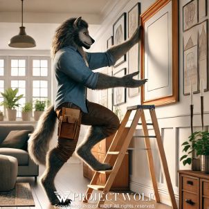 Wolf hanging a frame