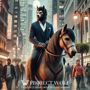 Project Wolf / riding a horse through the city