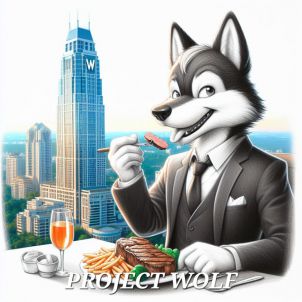 WOLFCOIN 울프타운이 보이는 루프탑에서 스테이크를