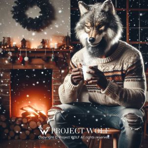 Project Wolf / Wolf drinking warm coffee