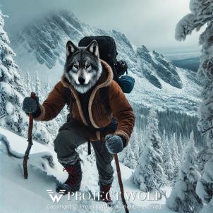 project WOLF/climbing up the snow-covered mountain