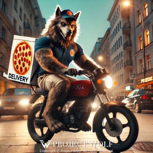 A pizza delivery Wolf