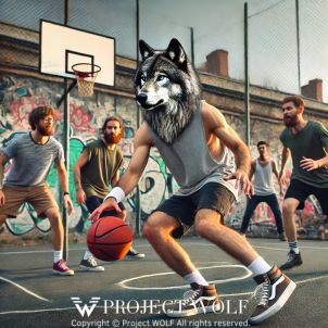 project WOLF /dribbling on the street basketball court,.