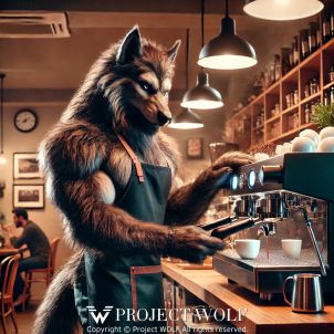 Barista Wolf making coffee