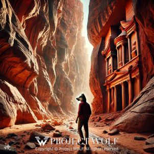 project WOLF/walks through the towering canyon